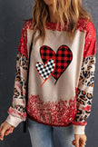 Heart Leopard Round Neck Sweatshirt - Cape Cod Fashionista