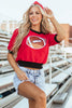 Sequin Football Round Neck Short Sleeve Top - Cape Cod Fashionista