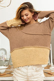 BiBi Texture Detail Contrast Drop Shoulder Sweater - Cape Cod Fashionista