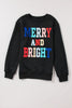 Full Size MERRY AND BRIGHT Cable Knit Pullover Sweatshirt