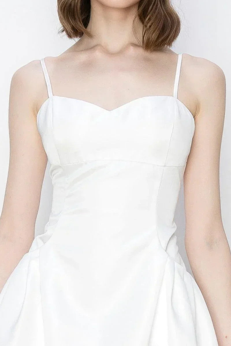 Skye's Satin Sleeveless Pleated Pocket Design Midi Dress