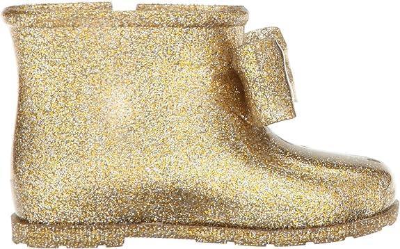 Mini Melissa Sugar Rain Bow Glass Gold Glitter Boots - Cape Cod Fashionista