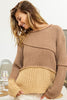 BiBi Texture Detail Contrast Drop Shoulder Sweater - Cape Cod Fashionista