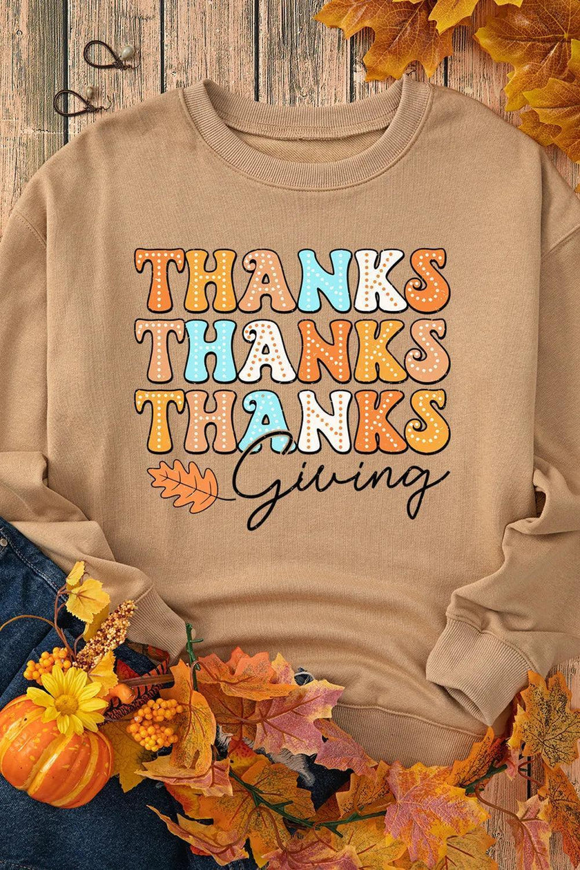 THANKSGIVING Round Neck Dropped Shoulder Sweatshirt - Cape Cod Fashionista