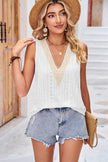 Eyelet V-Neck Wide Strap Tank