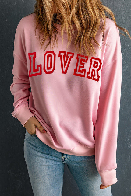 LOVER Round Neck Dropped Shoulder Sweatshirt - Cape Cod Fashionista