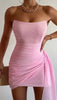 Strapless Pink Ruched Mini Dress