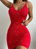 Glitter Double Spaghetti Straps Mini Dress - Cape Cod Fashionista