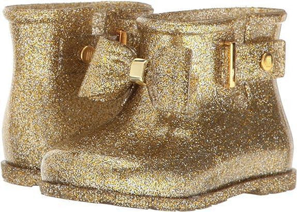 Mini Melissa Sugar Rain Bow Glass Gold Glitter Boots - Cape Cod Fashionista