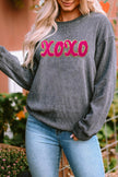 XOXO Sequin Round Neck Dropped Shoulder Sweatshirt - Cape Cod Fashionista