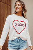 XOXO Heart Round Neck Dropped Shoulder Sweater - Cape Cod Fashionista