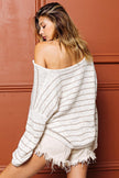 BiBi Stripe V-Neck Knit Top - Cape Cod Fashionista