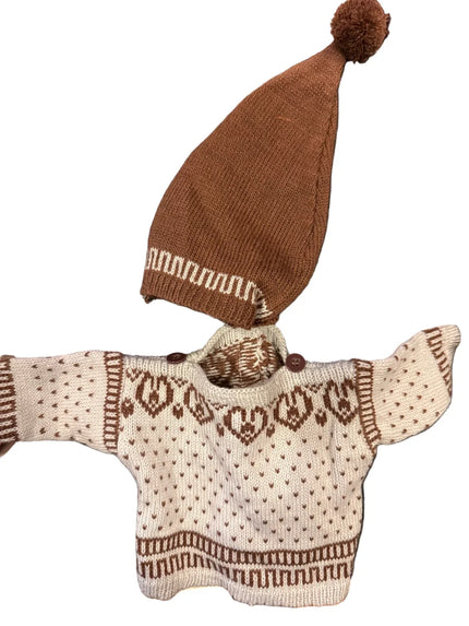 Fair Isle sweater and  matching pom-pom hat for American Girl Doll