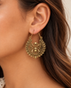 Antique Gold Ornate Filigree Crescent Boho Hoop Earrings Stainless Steel | Antique Gold or Silver