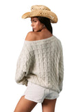 women cream patriotic knit sweater boat neck detail back