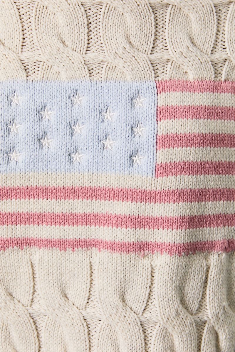women cream patriotic knit sweater boat neck detail