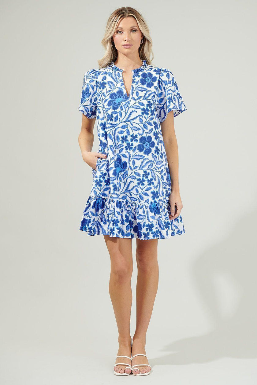 Celeste Cotton Floral Mini Dress