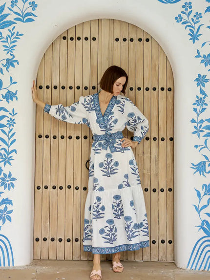 Capri Maxi Dress—100% European Hand-Block Printed linen