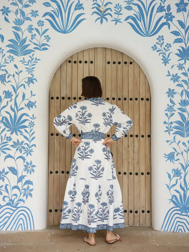 Capri Maxi Dress—100% European Hand-Block Printed linen
