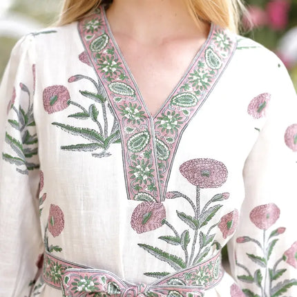 Capri Maxi Dress—100% European Hand-Block Printed linen