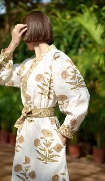 Capri Maxi Dress—100% European Hand-Block Printed linen