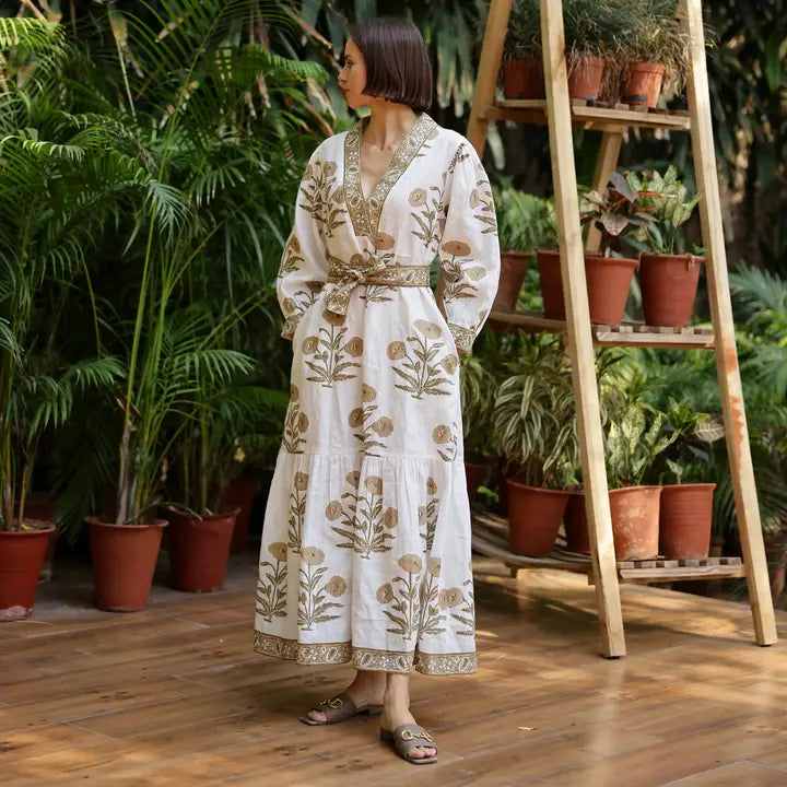 Capri Maxi Dress—100% European Hand-Block Printed linen