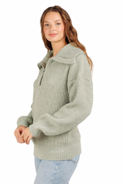 The Janice Wide-Neck Quarter-Zip Sweater