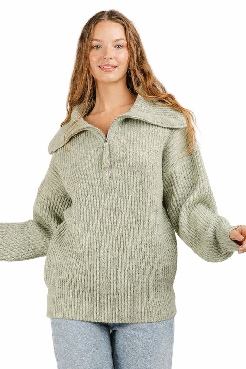 The Janice Wide-Neck Quarter-Zip Sweater