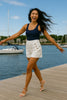 Coastal Charm: High-Waisted Sailor Shorts