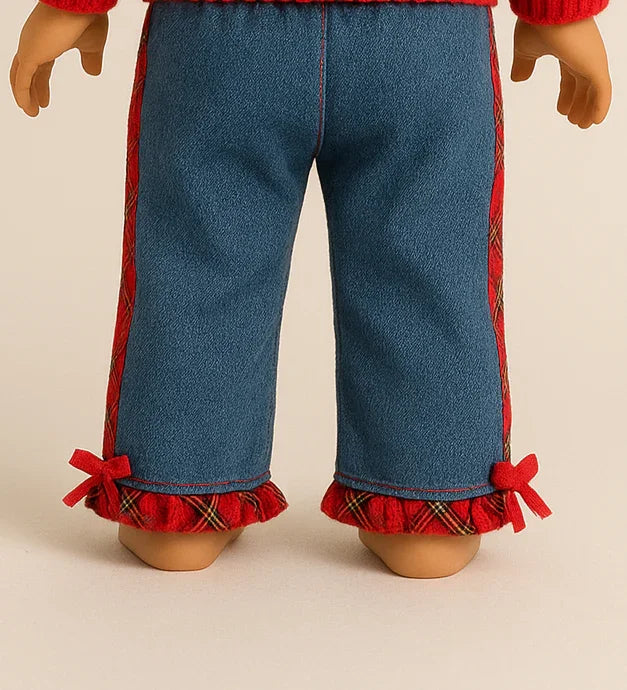 🎄REINDEER HOLIDAY Knit & denim  2-Piece outfit   for American Girl Doll