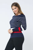 Women's Long Sleeve Crewneck Nautical Knit