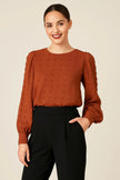 Cindy Swiss Dot Sheer Sleeve Blouse