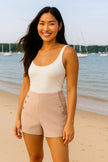 Coastal Classic: High-Waisted Sailor Shorts with Triple Button Detail