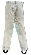 Consignment NWOT tan riding leggings, size 13/14, with elastic waistband and faux-suede knee patches double stitching  