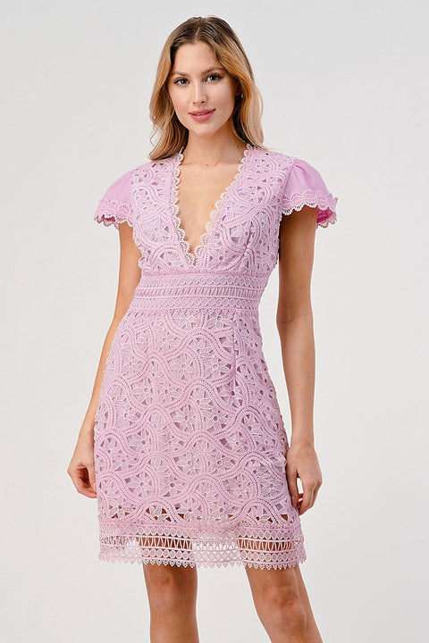 Lilly's Lace Empire Shift High Waist Dress