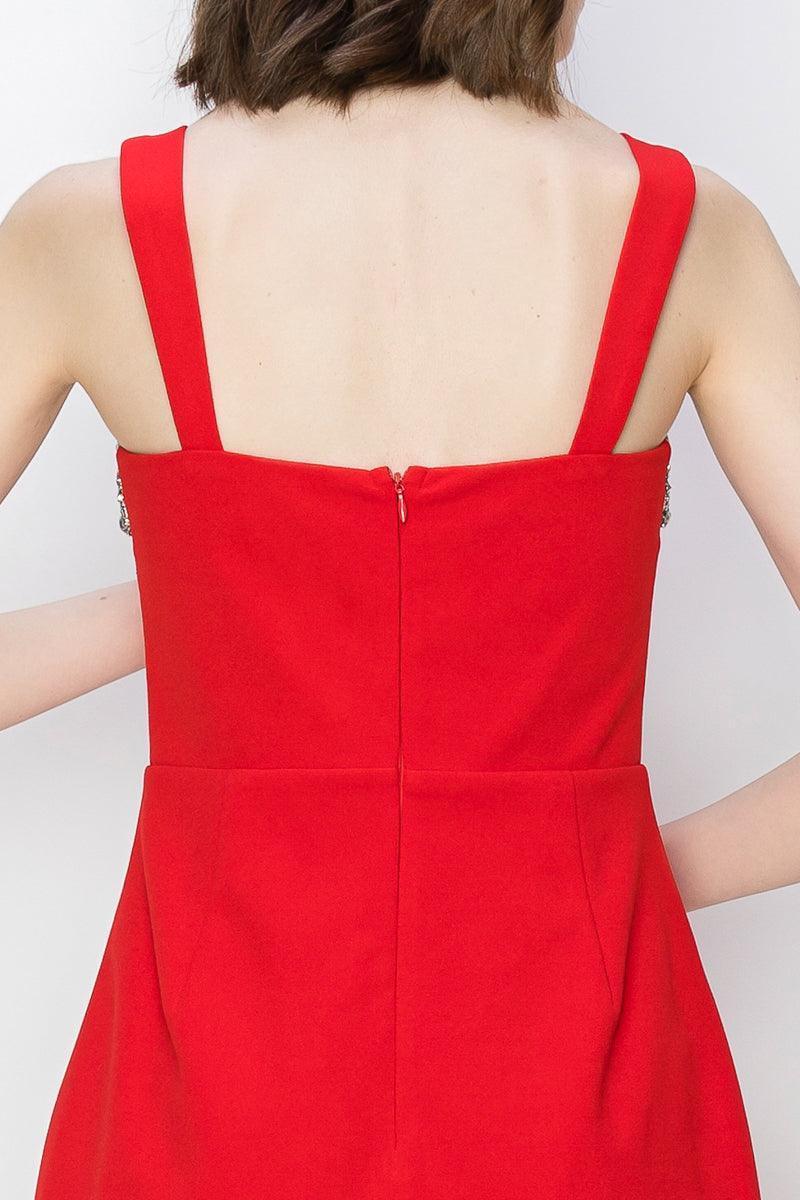 Crystal Embellished Front Cut-out Detail Mini Dress - Cape Cod Fashionista