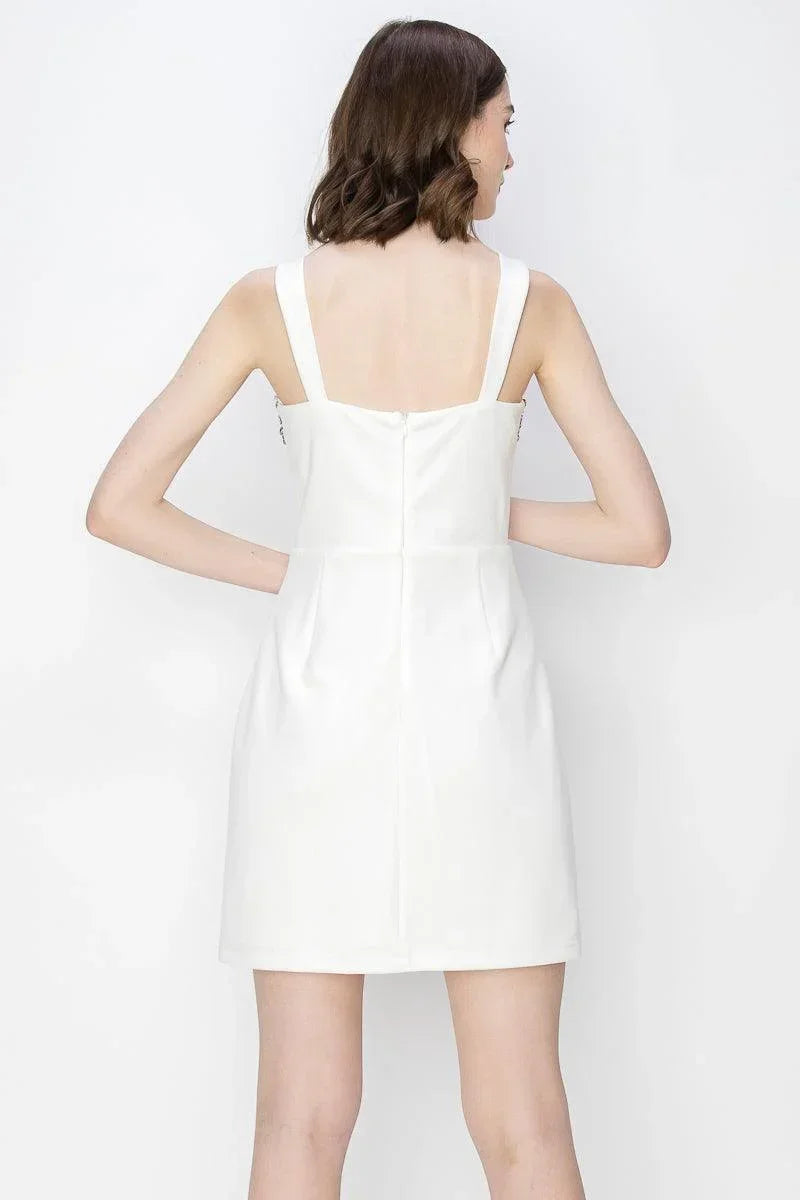 Crystal Embellished Front Cut-out Detail Mini Dress - Cape Cod Fashionista