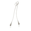 Long Teardrop Chain Drop Earrings | Silver Stainless Steel