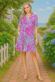 Effortless Elegance: Big Paisley Print Roll-Up Sleeve Jersey Dress