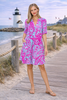 Pink Paisley Summer Jersey Dress with Pockets| Casual Vacation Dress