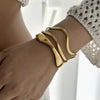 Gold Tone Geometric Cuff Bangle Bracelet
