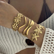 Gold Tone Geometric Cuff Bangle Bracelet