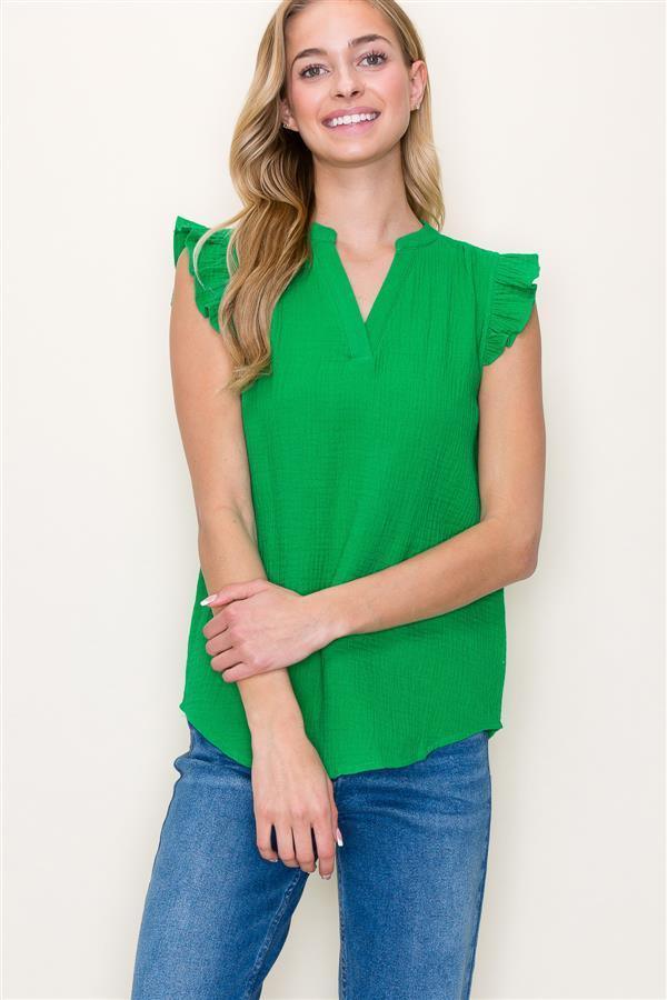 Bella Ruffle Lightweight Sleeveless Top - Cape Cod Fashionista
