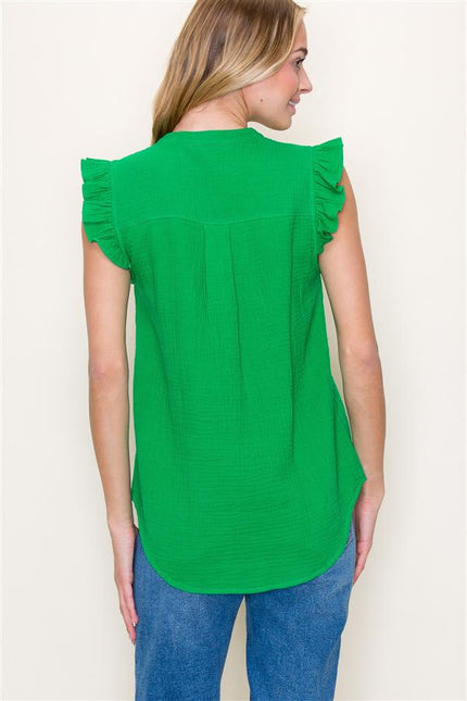 Bella Ruffle Lightweight  Sleeveless Top