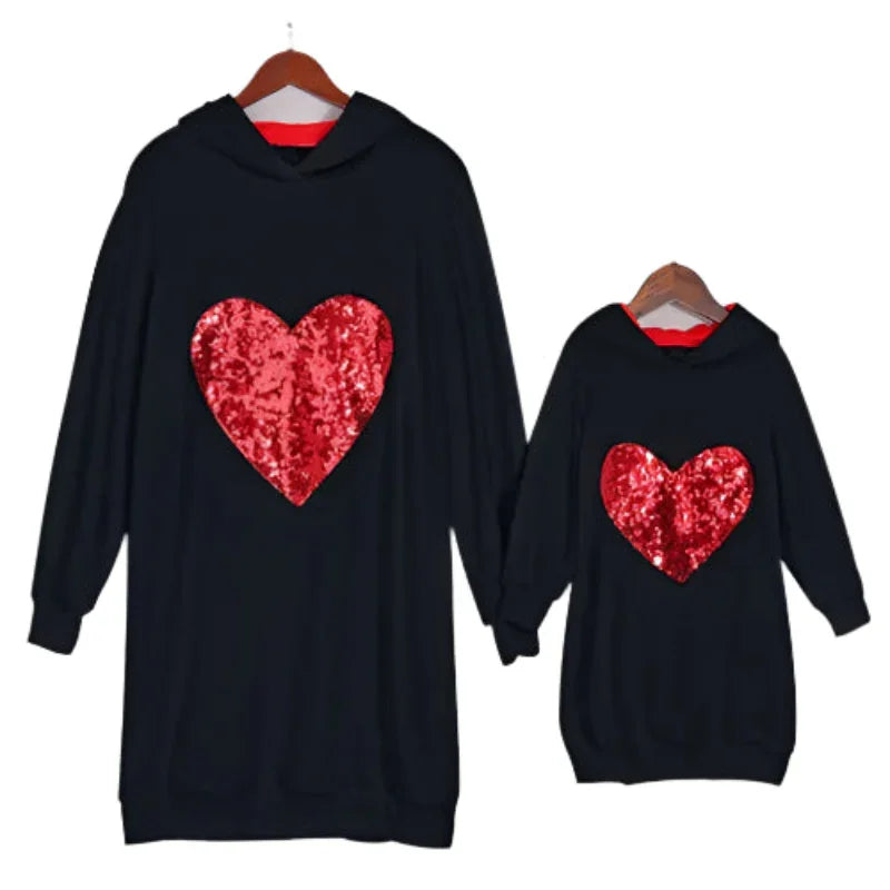 MATCHING MOMMY & ME SEQUIN HEART HOODIE - Cape Cod Fashionista