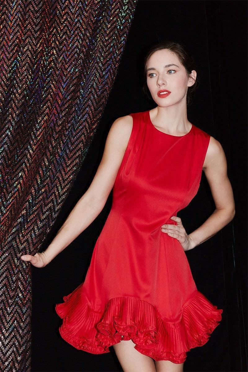 Ina Flutter Ruffle Hemline Sleeveless Mini Dress