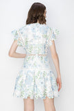 Flutter Sleeves Floral Print Ruffle Hem Mini Dress