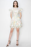Flutter Sleeves Floral Print Ruffle Hem Mini Dress