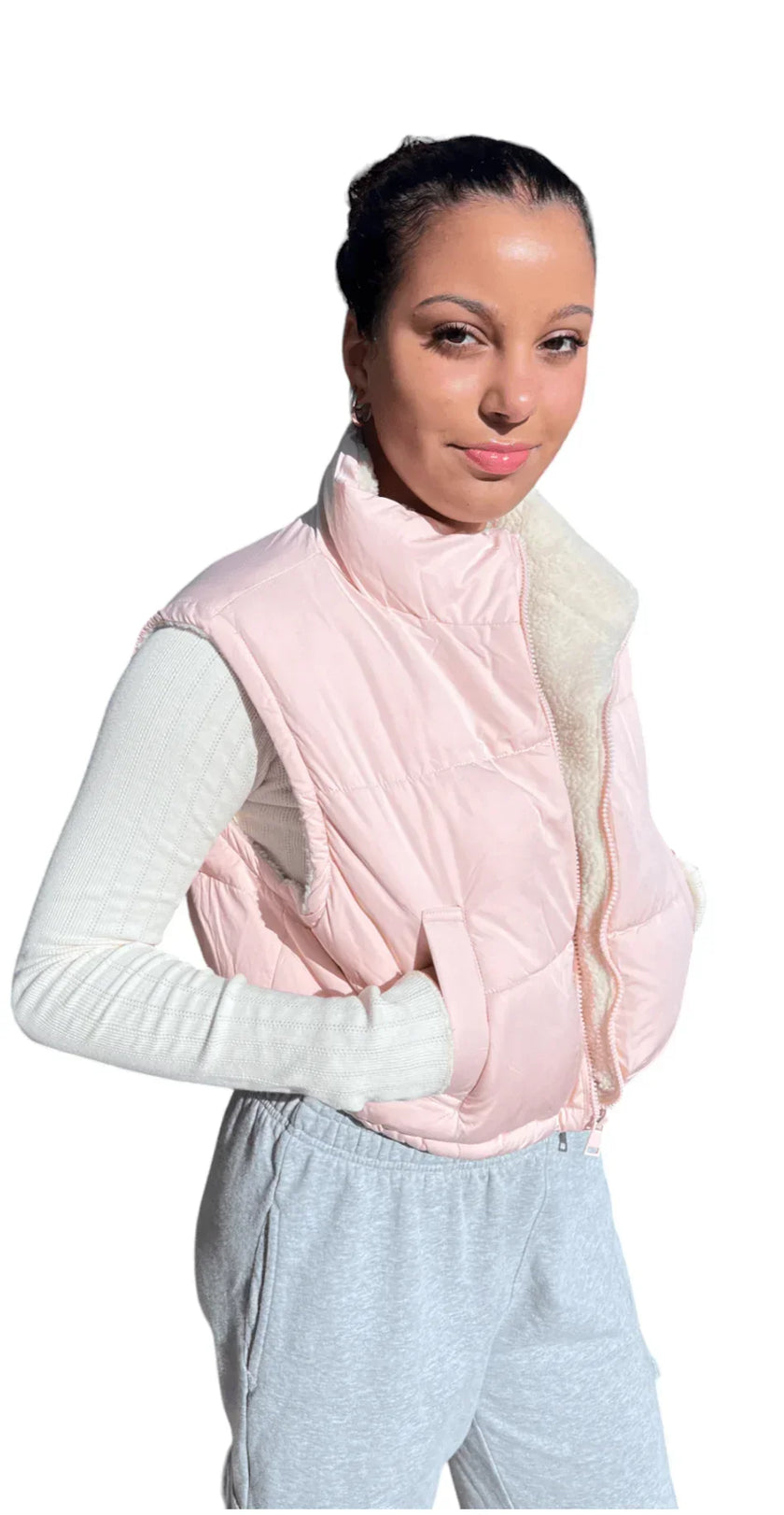 Women's Reversible Teddy Sherpa Puffer Vest