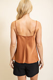 LEXI ROMANTIC SATIN COWL NECK CAMEL CAMI